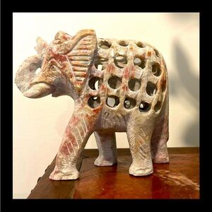 Double Carved Elephant figurine (stone)
